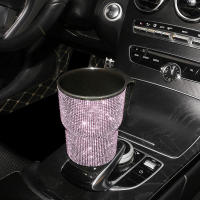 Crystal Diamond Car Trash Can Portable Leak-proof Auto Trash Bin Storage Organizer Decor Car Accessories Interior for Women