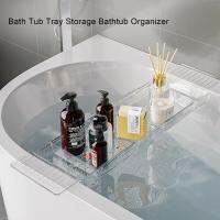 Bathtub Shelf Thicken Bathtub Rack Adhesive Space Saver Stylish Bathtub Shelf Bridge Shampoo Phone Holder Rack