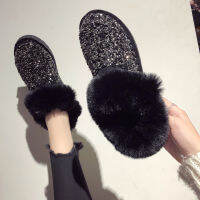 2021 new sequined cotton shoes, high quality womens winter fashion with velvet non-slip wool cotton shoes.