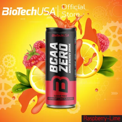 BioTechUSA BCAA Zero Amino Energy Drink 330ml. Raspberry-Lime (บีซีเอเอ กระป๋อง รสราสเบอร์รี่-ไลม์ พร้อมดื่มมีอะมิโนให้พลังงาน ไม่มีน้ำตาล)