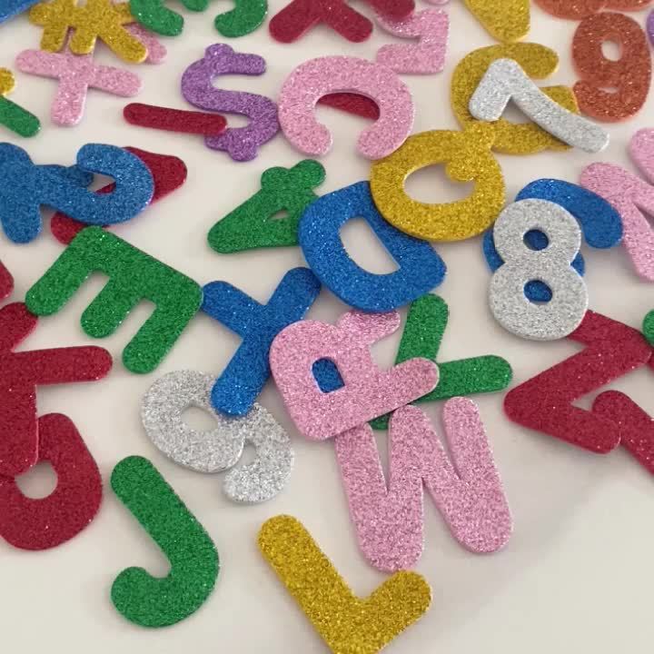 66pcs/set Numbers&Alphabet Glitter Foam Stickers Kindergarten