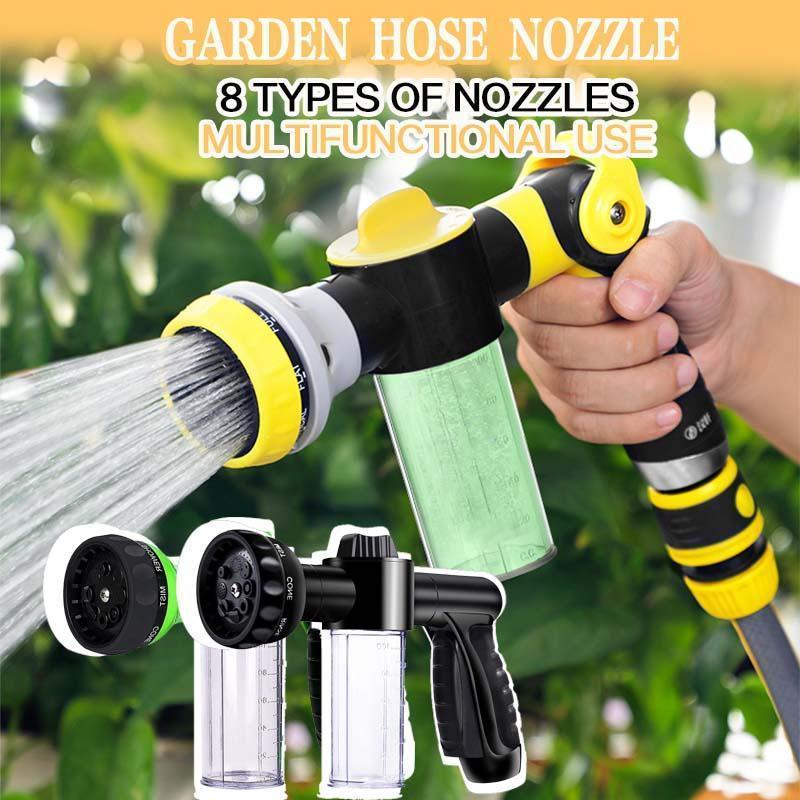 Practical Garden Water Sprayer Hose Nozzle  6 Spray Patterns With Spray Gun 