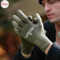 1 Pair Dz143 Men Knitted Gloves Outdoor Camping Non-slip Winter Warm Touch-screen Full Finger Gloves