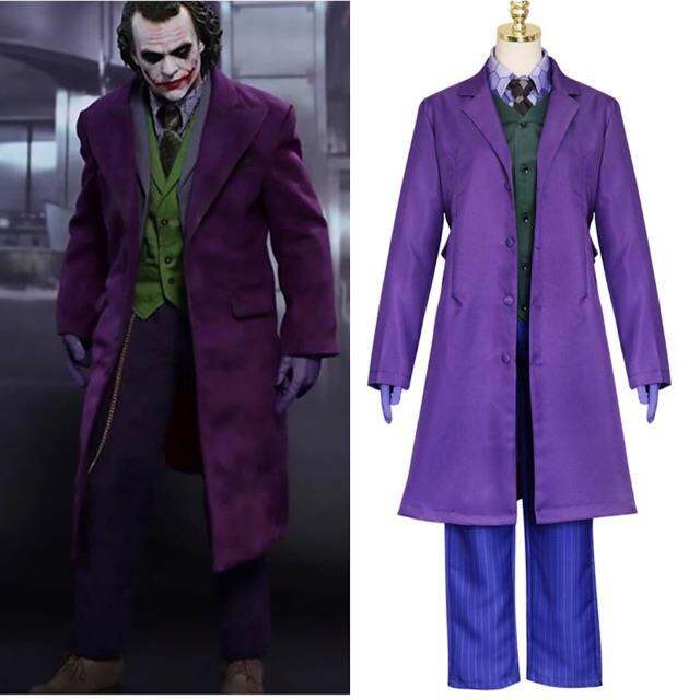 Movie The Dark Knight Costume Joker Heath Ledger Shirt Trench Uniform ...