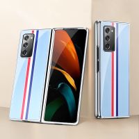 ✶ Galwanicznie etui na telefon komórkowy do Samsung Galaxy Fold2 5g F9160 etui szklane etui na tył pokrowiec ochronny składany ekran