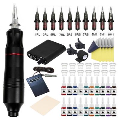 Tattoo Machine Tattoo Pen Tattoo Machine Kit 10 Pigment Rotary with Cartridge Permanent Tattoo Needle for Art Tattoo Equipment Eyebrow Tattoo Machine