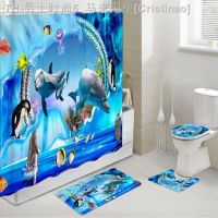 【CW】☁✙❒  Shower Curtain  Set with 12 Hooks Toilet Covers Non-slip Rug Polyester Fabric Washable