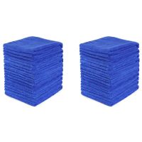 40Pcs Absorbent Microfiber Towel Car Care Home Kitchen Washing Clean Wash Cloth Blue