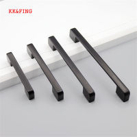 KK&amp;FING American Style Black Aluminum Cabinet Handles and Knobs Simple Kitchen Drawer Pulls Furniture Handle Door Hardware