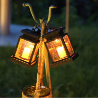 LED Solar Powered Garden Light Flickering Flameless Candle Waterproof Outdoor Lighting Hanging eless Solar Lantern for Camp