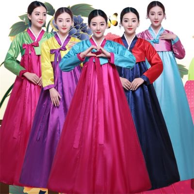 【Available】10สีเกาหลีแฟชั่นเครื่องแต่งกายโบราณผู้หญิง Hanbok ชุดปาร์ตี้แบบดั้งเดิม Asian Palace คอสเพลย์เสื้อผ้า