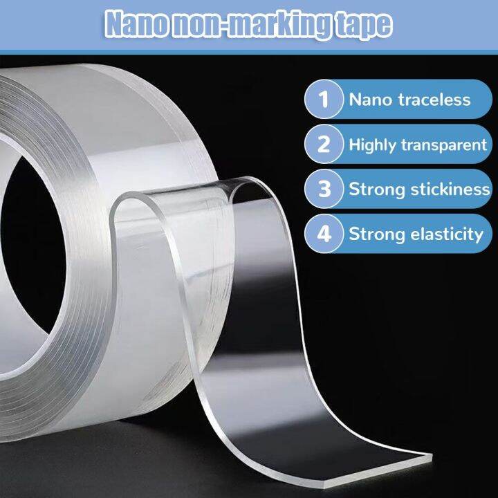 nano-tape-tracsless-double-sided-tape-transparent-no-trace-reusable-waterproof-adhesive-tape-cleanable-home-bathroom-supplies-adhesives-tape