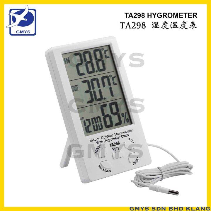 TA298 Indoor Outdoor Thermometer w/ Hygrometer Clock White 湿度温度表 Lazada