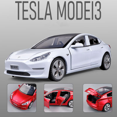 132 Tesla Model 3 Alloy Car Model Diecasts Electric New Energy Boy Vehicle Metal Toy With Sound Light For Kid Children Gifts