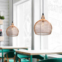 Electroplating modern metal cage pendant lamp,vintage rose gold birdcage creative hanging lamp for restaurant living room