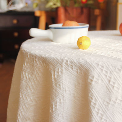 （HOT) สไตล์ฝรั่งเศส ins ผ้าปูโต๊ะลายพู่สีขาวสไตล์ญี่ปุ่น
