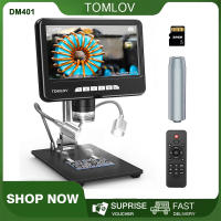 TOMLOV กล้องจุลทรรศน์ดิจิตอล2K DM401 1200X, DM401 Pro 7นิ้ว24MP HDMI LCD กล้องจุลทรรศน์เหรียญกับหน้าจอหลอดขยายรวมสำหรับการมองเหรียญทั้งหมดการบัดกรีกล้องจุลทรรศน์ด้วยไฟ LED สามารถใช้งานร่วมกับพีซี/ทีวีได้32GB