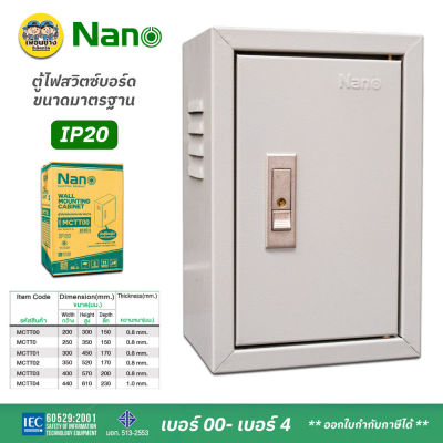 NANO ตู้ไฟ ตู้ไฟสวิตซ์บอร์ด IP20 ขนาดมาตรฐาน ตู้เหล็ก ตู้ไซด์ ตู้คอนโทรล ตู้ไซร์ เบอร์00-7