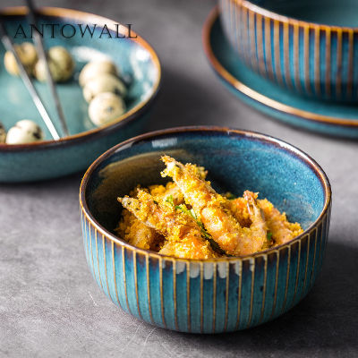 ANTOWALL Nordic style household restaurant kiln glazed ceramic tableware bright starry bowl rice salad bowl soup bowl dinnerware