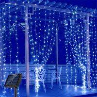 ไฟกลางแจ้งพลังงานแสงอาทิตย์ Garland ตกแต่งคริสต์มาส2022 LED Festoon Fairy Curtain Light 3M X 3M สำหรับ Xmas งานแต่งงานตกแต่งปีใหม่