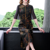 2022 Summer Boho Print Mulberry Silk Beach Maxi Dresses Vintage 4XL Plus Size Midi Sundress Women Elegant Bodycon Party Vestidos