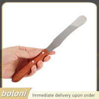 ? boloni 1PC ตะหลิวสแตนเลสพร้อมด้ามไม้สำหรับแพร่กระจายขี้ผึ้ง