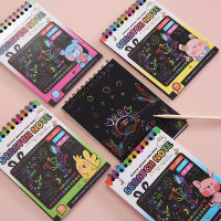 เด็ก DIY Scratch Notebook Rainbow Graffiti Scratch Drawing Cardboard Book