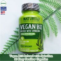 วิตามินบี12 Vegan B12 Infused with Spirulina 90 Easy Swallow Capsules - NATURELO B-12 B 12