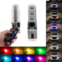 Niscarda T10 W5W 194 5050 LED RGB Lights Car Interior Wedge Side Signal Clearance Remote Control Bulbs Multi-Color Lamps Kit