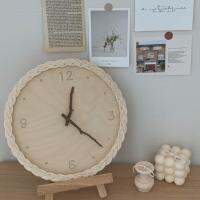 ZZOOI C63B 11 Inches Silent Non-Ticking Quartz Wall Clock 3D Wood Kitchen Clock for Home