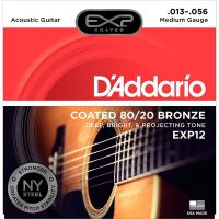 EXP12 DAddario ด้วยเหล็ก NY 80/20เสียงทองสายกีตาร์เคลือบขนาดกลาง13-56