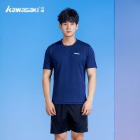original 2023 New Fashion version KAWASAKI/Kawasakis new badminton sports top for men and women solid color short-sleeved T-shirt sweat-absorbent breathable and quick-drying
