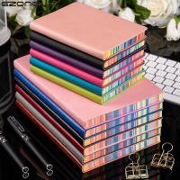 EZONE A5A6 Soft Leather Rainbow Edge Solid Color Notebook Creative Simple Notepad Thickened Leather School Office Stationery