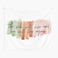 【cw】 The Sun Will Rise And We Will Try Again Tapestry Living Bedroom Decor Travel Colored Hanging Printed Beautiful Bedspread Art 【hot】 1