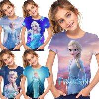 Frozen Kids Tshirt bu Elsa Girls (3-12Year)  Birthday Gift Summer Shirts Anime Baby for  Top Shirt Childrens Clothes