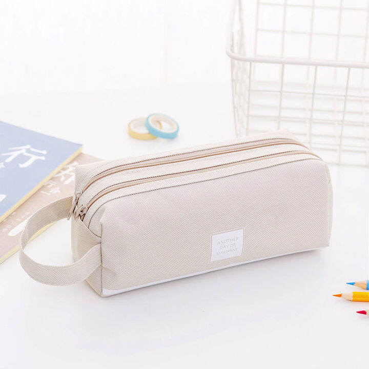 double-layer-large-capacity-canvas-pencil-case-students-simple-zipper-stationery-bag-multifunctional-pencil-case