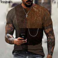 New mens simple design color mosaic pattern T-shirt Fashion Casual Short Sleeve Top Brand clothing Size XXS-5XL