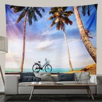 Palm Coconut Tree Beach Tapestry Wall Hanging Aesthetic Room Decor Landscape Sunset Large Fabric Wall Tapestry Home Decoration