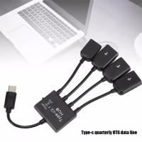 สายแปลง Type c usb OTG 4 in 1 hub แบบมีไฟเลี้ยงด้วย Type C OTG Hub Cable Connector 4 Port USB For Smartphone Tablet PC