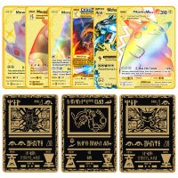 Pokémon Cards Gold Letters Metal Card Vmax V Max Pikachu Charizard Pokemon Rainbow Golden Collection Games Card Gift Kids Toys