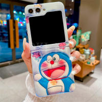 เคสซิลิโคน3D ลายโดราเอมอนปลอกสำหรับ Samsung กาแลคซี Z Flip5 2023พับได้ Samsung Z พับได้5ลายการ์ตูนบลูเรย์สุดน่ารักเคสกันกระแทก