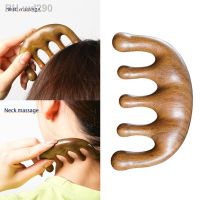 Head Meridian Massage Comb Green Sandalwood Five Wide Tooth Comb Acupuncture Therapy Blood Circulation Anti-static Hair Brush