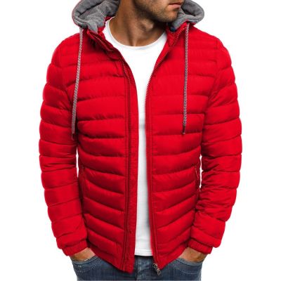 ZZOOI 2022 Winter New Down Cotton Jacket Mens Loose Cotton Jacket Mens European Size Hooded Thick Cotton Jacket