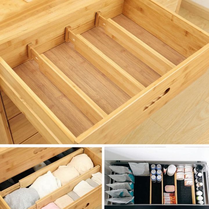 set-of-4-natural-bamboo-drawer-dividers-spring-loaded-drawer-organizer-adjustable-43-56cm