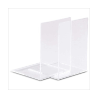 10 PCS Transparent Acrylic Bookends L-Shaped Bookshelf Baffle Bracket Book Rack