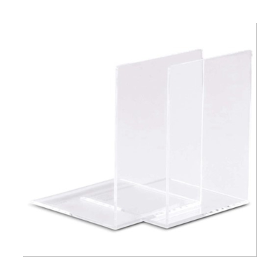 10 PCS Transparent Acrylic Bookends L-Shaped Bookshelf Baffle Bracket Book Rack