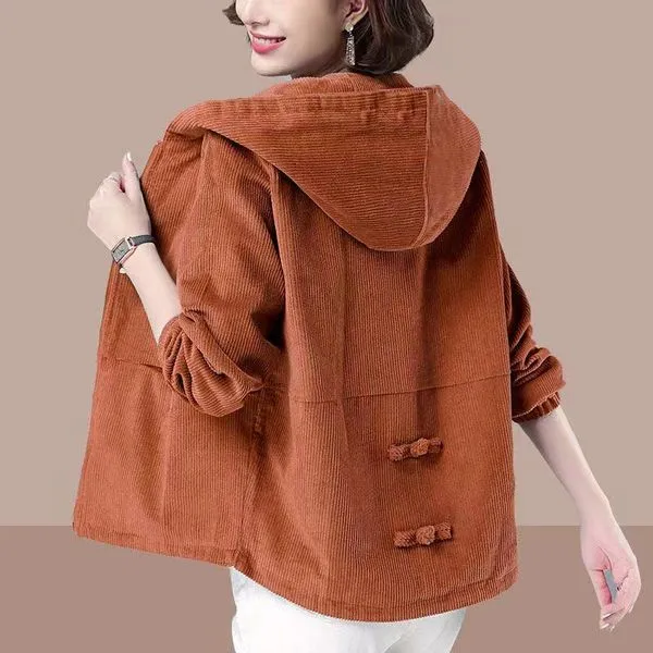 Plus size corduroy top swing jacket