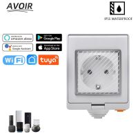 Avoir Tuya IP55 Waterproof Socket EU Plug Wifi Smart Power Outlets 220V Outdoor Remote Control Works With Alexa Google Home Ratchets Sockets