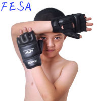 FESA เด็กเด็กครึ่งนิ้วถุงมือมวย Mitts Sanda คาราเต้กระสอบทรายเทควันโดป้องกันอายุ3-12