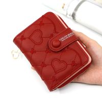 【Lanse store】Women Wallets 2022 New Luxury Brand Red Black Small Mini Coin Purse Hasp Card Holder Lady Wallet Zipper Female Leather Buckle